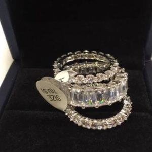 Italo Sterling Silver White Sapphire 3-Ring Set